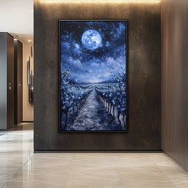 Peinture de Vignes au Clair de Lune, art mural décoration nature