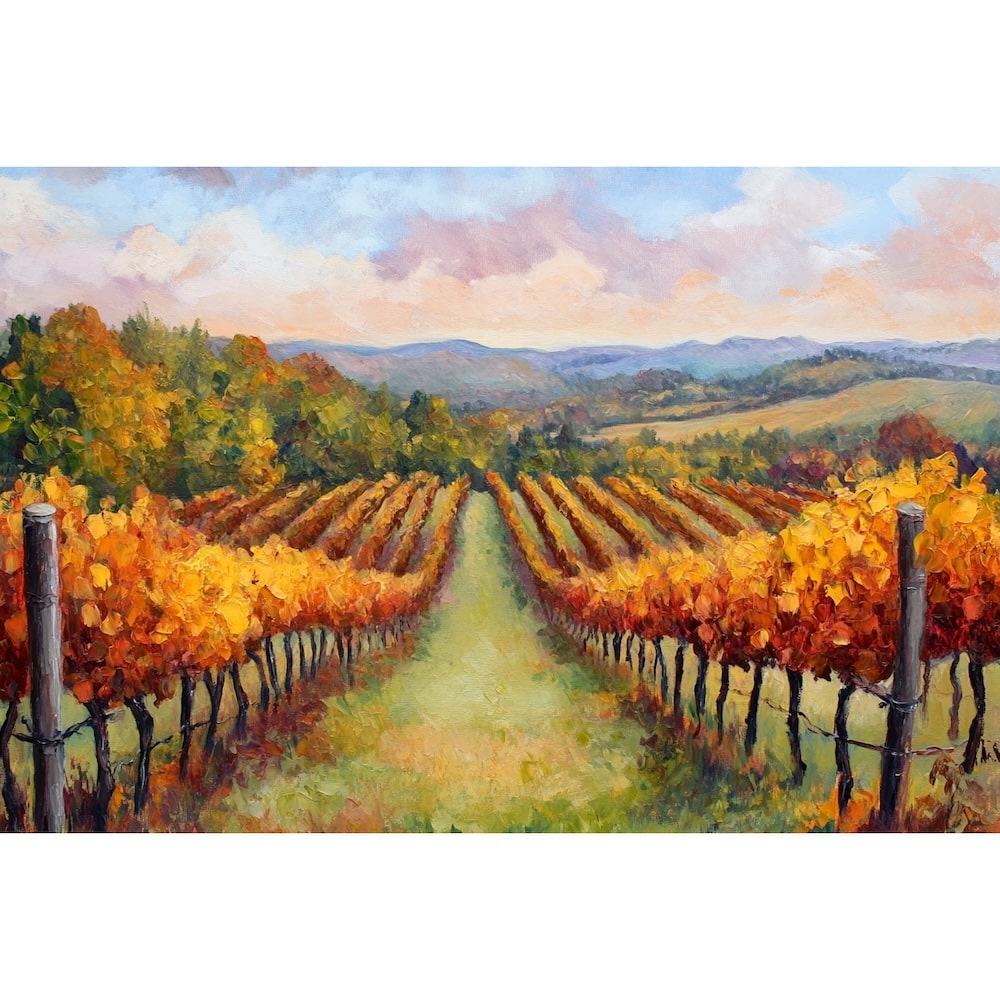 Peinture Vignes en Automne, art mural décoration nature