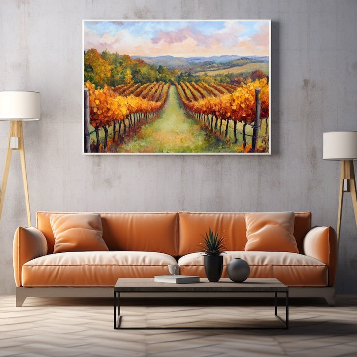 Peinture Vignes en Automne, art mural décoration nature