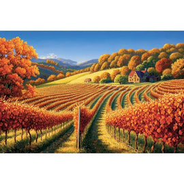 Peinture Vignoble Doré sous Ciel Bleu, art mural décoration nature