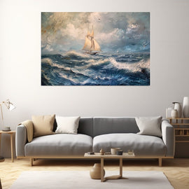 Peinture Voilier dans les Flots, art mural décoration nature