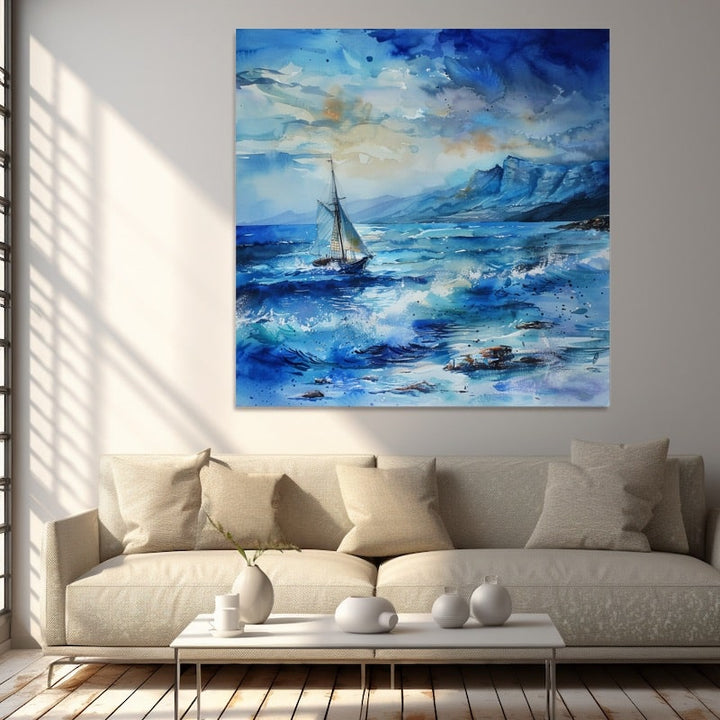Peinture Voilier sur la Mer, art mural décoration nature