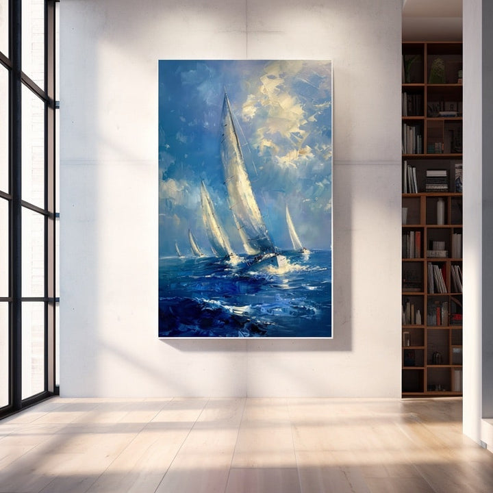 Peinture Voiliers Mer, art mural décoration nature