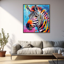 Peinture Zèbre Coloré, art mural décoration nature