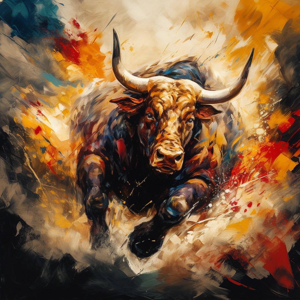 Peinture Taureau Coloré Abstrait