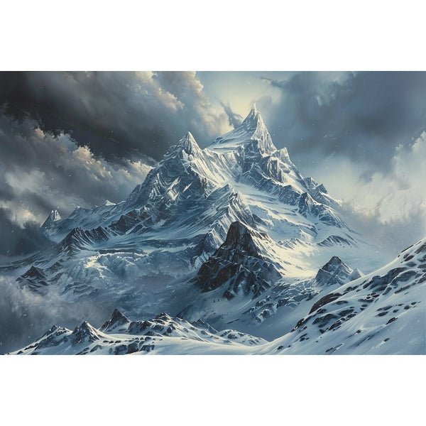 Peinture Sommet sous un Ciel Dramatique, art mural décoration nature