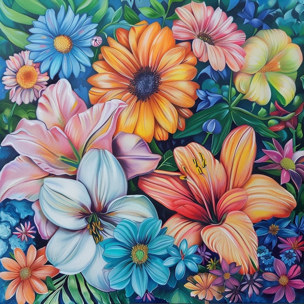 Peinture Huile sur Toile Fleurs, art mural décoration nature