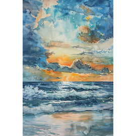 Peinture Aquarelle Bord de Mer, art mural décoration nature