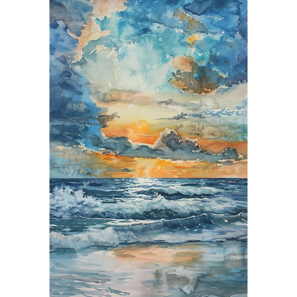Peinture Aquarelle Bord de Mer, art mural décoration nature