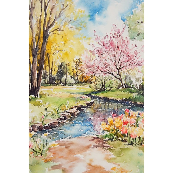 Peinture Aquarelle Printemps, art mural décoration nature