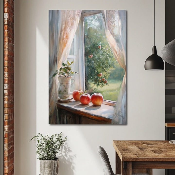 Peinture Trois Pommes au Repos, art mural décoration nature