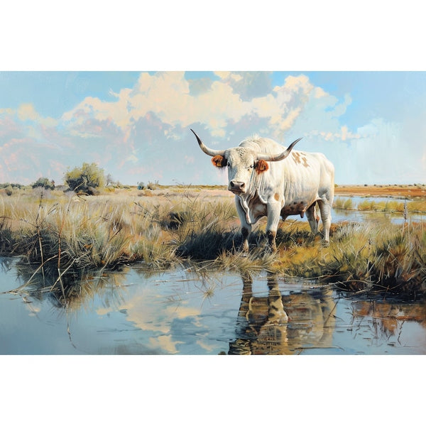Peinture Taureau Camargue, art mural décoration nature