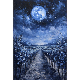 Peinture de Vignes au Clair de Lune, art mural décoration nature