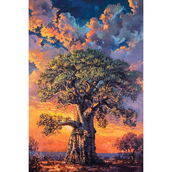 Peinture Arbre Africain, art mural décoration nature