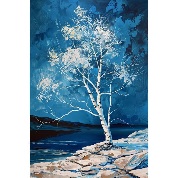 Peinture Arbre Blanc, art mural décoration nature