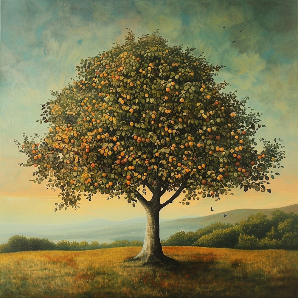 Peinture Arbre Fruitier, art mural décoration nature