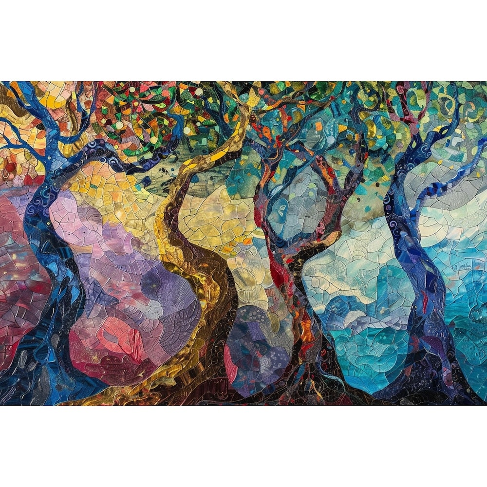 Peinture Arbres Abstrait, art mural décoration nature