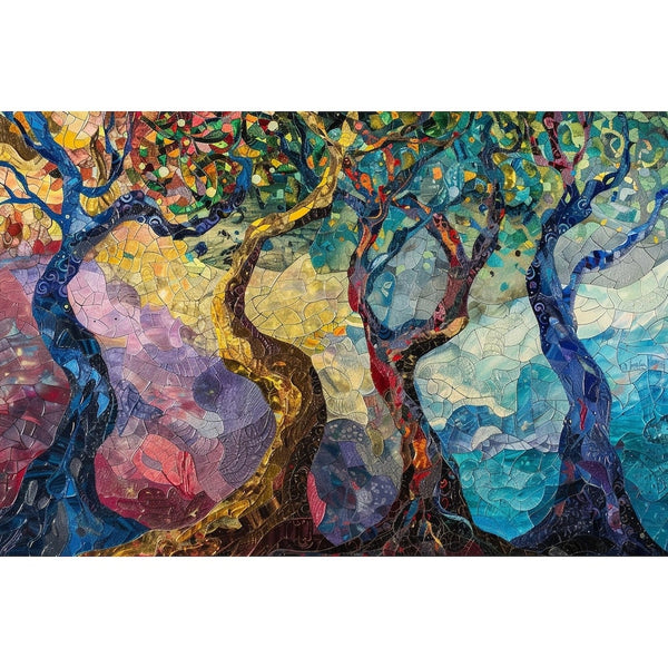 Peinture Arbres Abstrait, art mural décoration nature