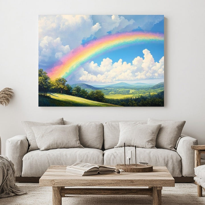 Peinture Arc en Ciel sur la Vallée, art mural décoration nature
