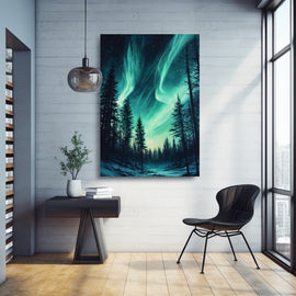 Peinture Voiles de Lumière Polaires, art mural décoration nature
