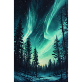 Peinture Voiles de Lumière Polaires, art mural décoration nature