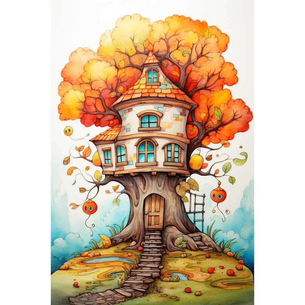 Peinture Automne Bébé, art mural décoration nature