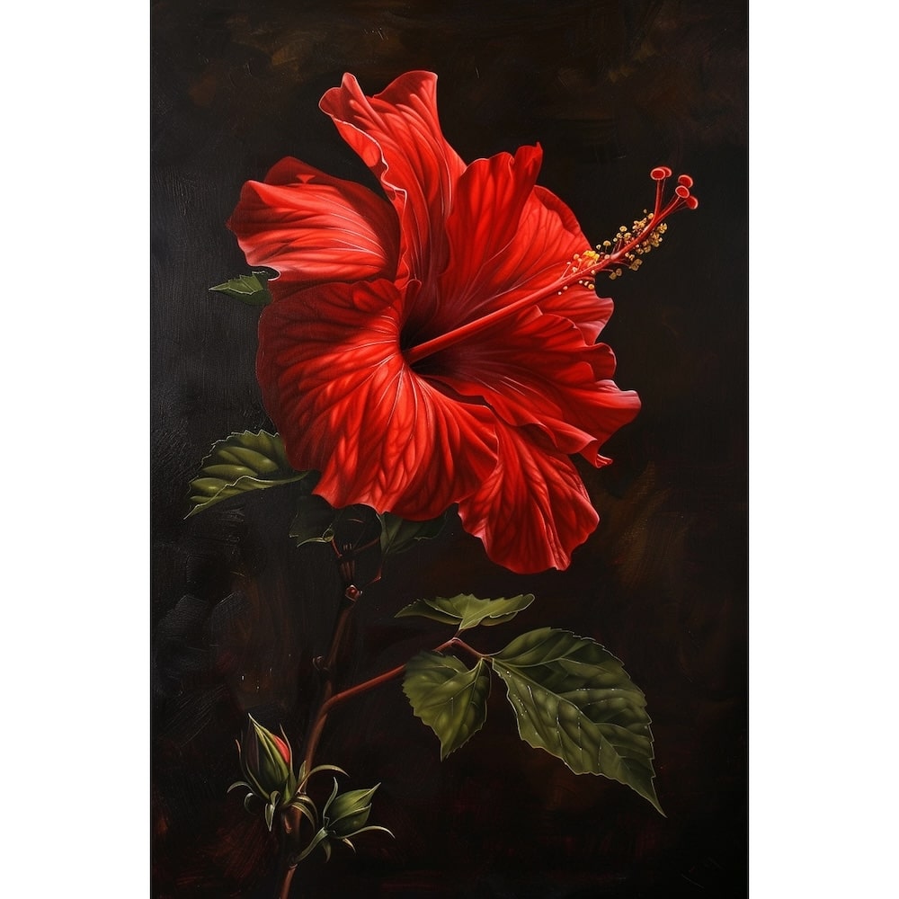 Peinture d'Hibiscus Rouge