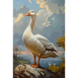 Peinture Oie Blanche, art mural décoration nature, vue 2