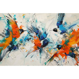 Peinture Oiseaux Abstrait, art mural décoration nature, vue 2