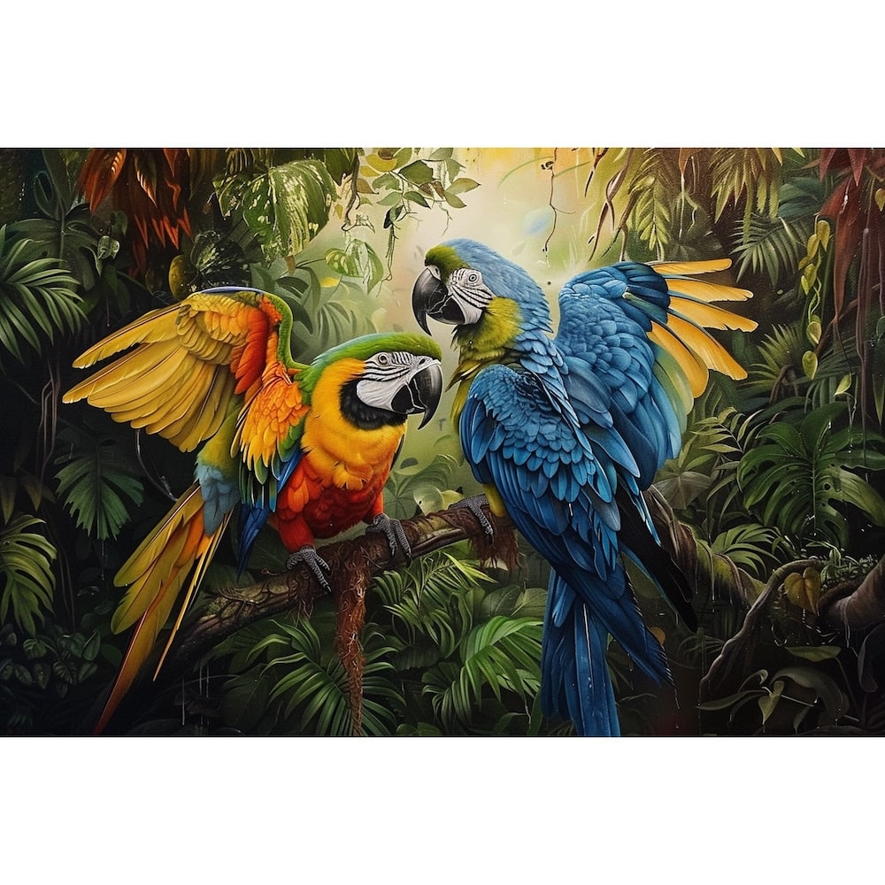 Peinture Oiseaux Exotiques, art mural décoration nature, vue 2