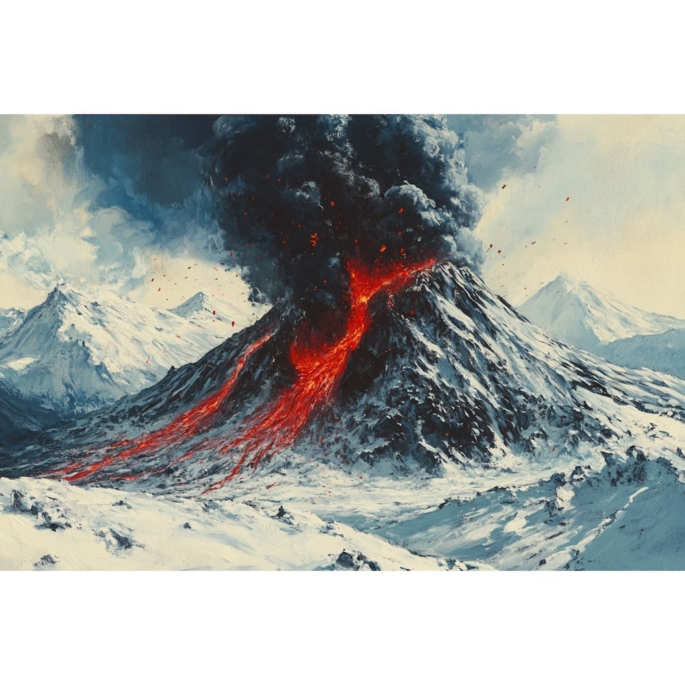 Peinture d'un Volcan