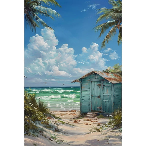 Peinture Cabane de Plage, art mural décoration nature