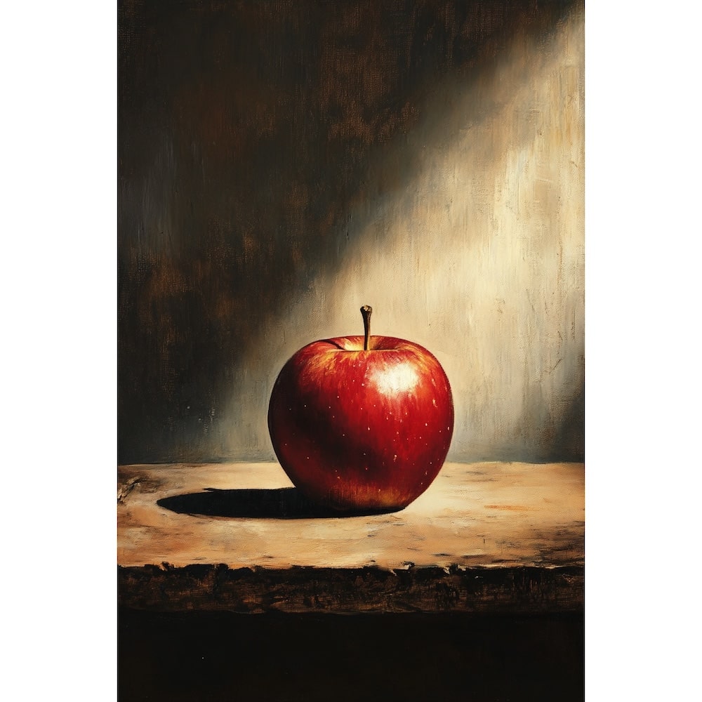 Peinture Pomme Rouge Minimaliste, art mural décoration nature