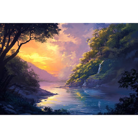 Peinture de Rivière, art mural décoration nature
