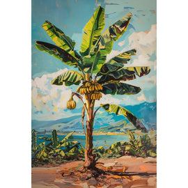 Peinture Bananier, art mural décoration nature