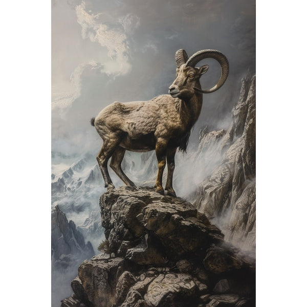 Peinture Bouquetin, art mural décoration nature