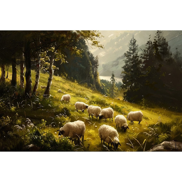 Peinture Brebis, art mural décoration nature
