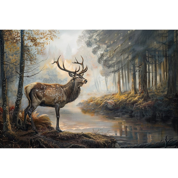 Peinture Cerf Biche, art mural décoration nature