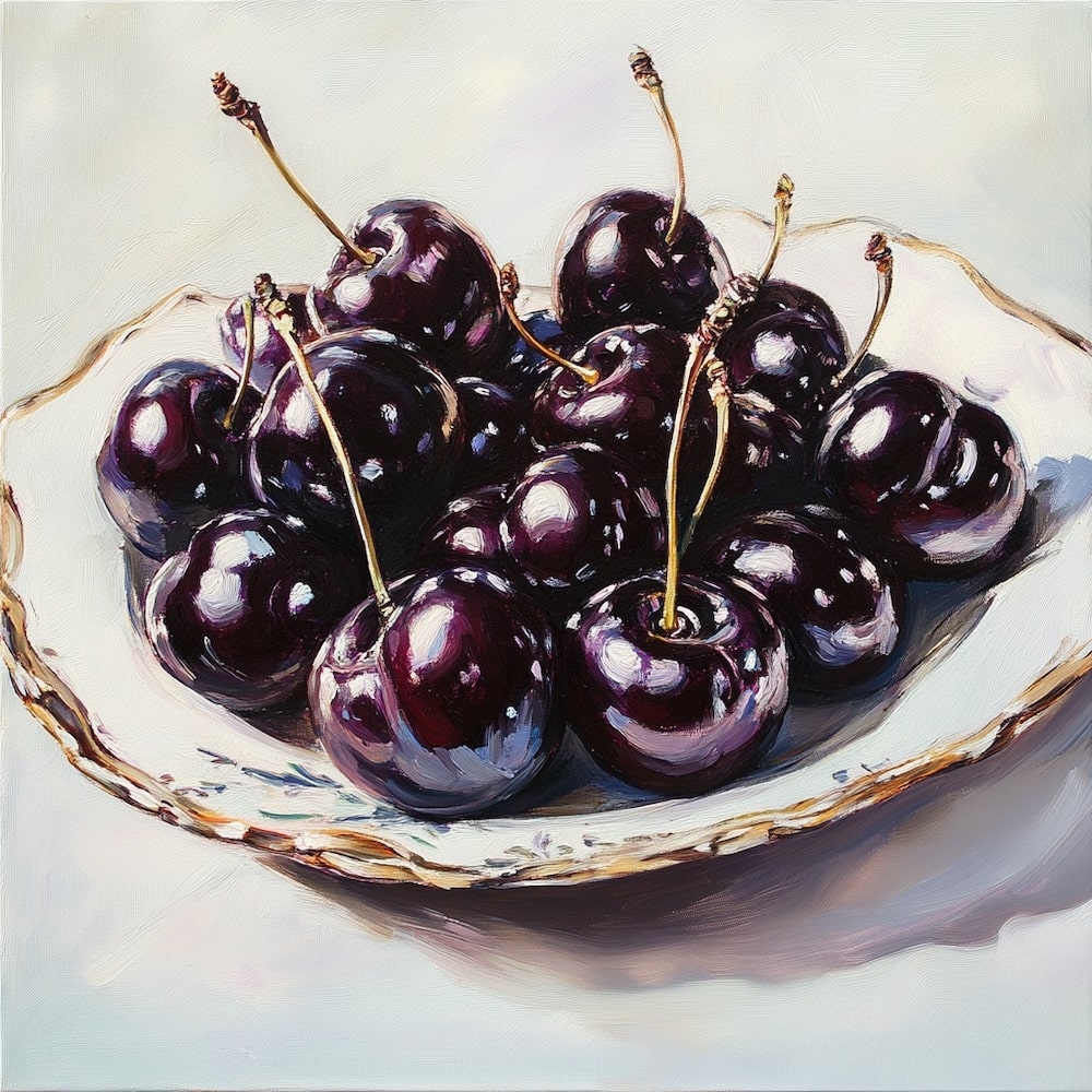 Peinture Cerise Noire, art mural décoration nature