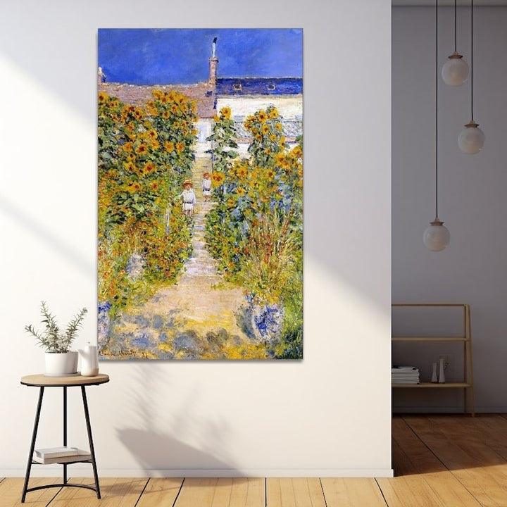 Peinture de Claude Monet Jardin, art mural décoration nature