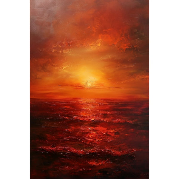 Peinture Coucher de Soleil Abstrait, art mural décoration nature