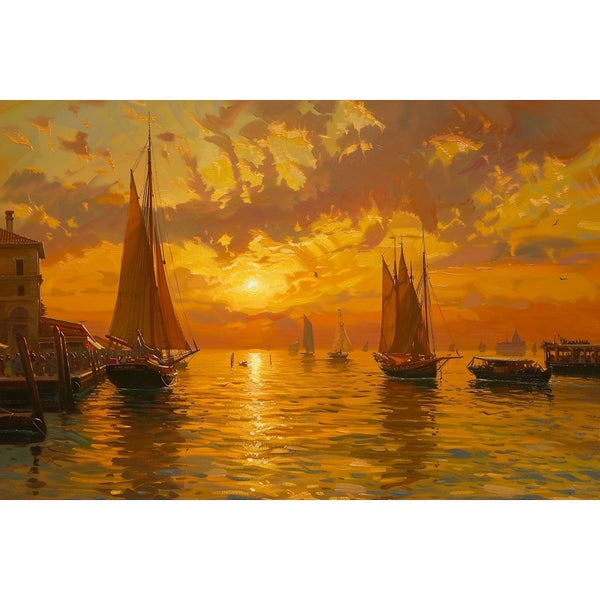 Peinture Coucher de Soleil Impressionniste, art mural décoration nature