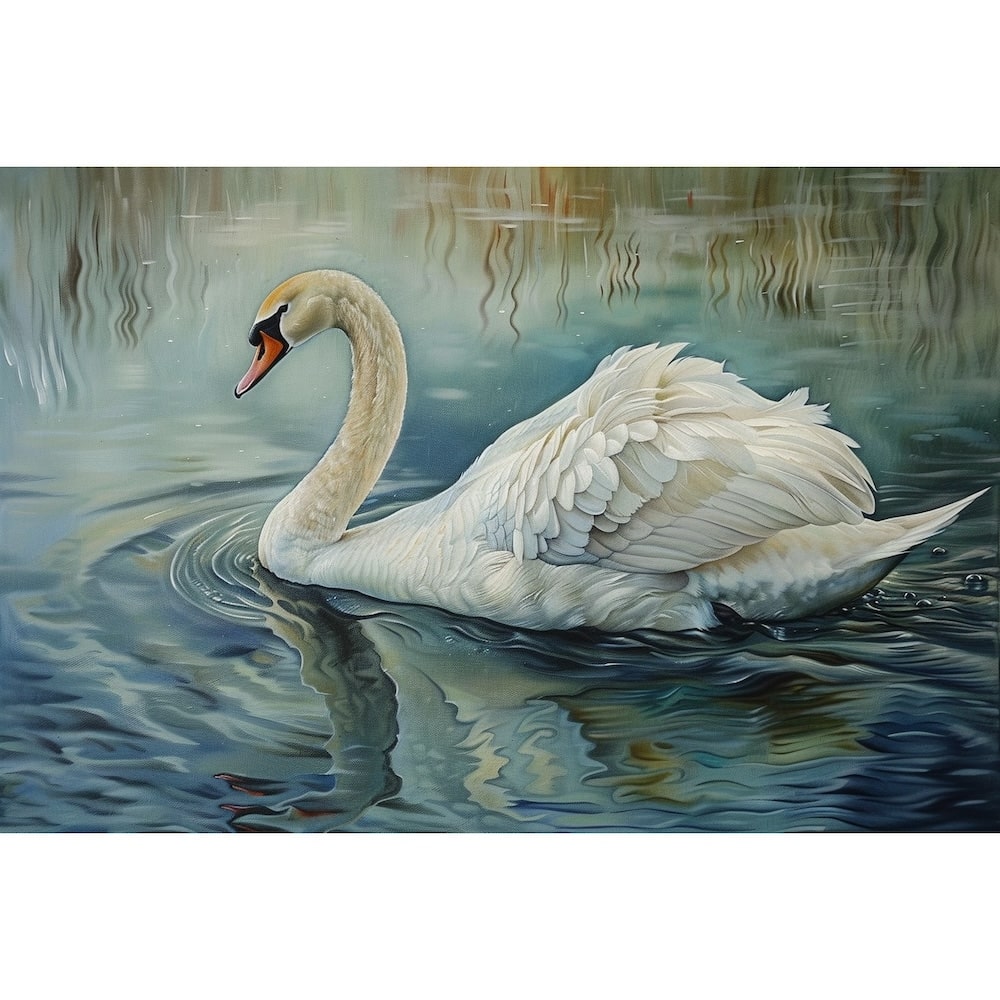 Peinture Cygne Blanc, art mural décoration nature, vue 2