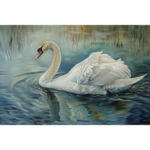 Peinture Cygne Blanc, art mural décoration nature, vue 2