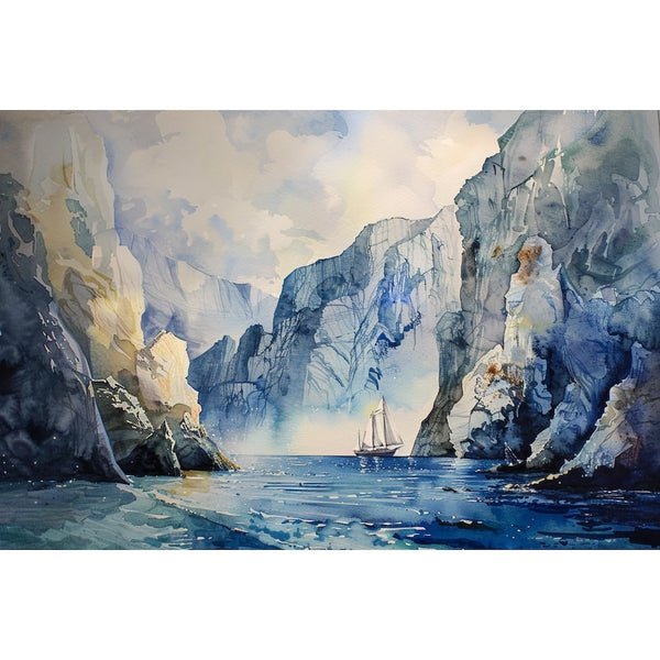 Peinture Falaise Mer, art mural décoration nature