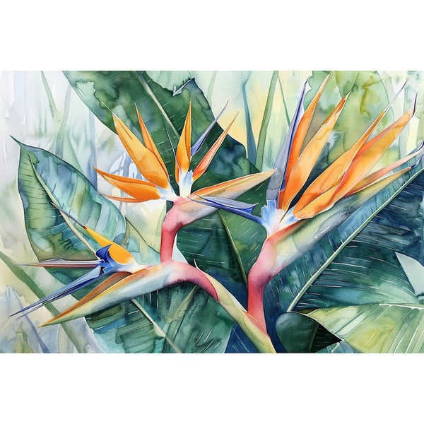Peinture Fleur Oiseau du Paradis, art mural décoration nature, vue 2
