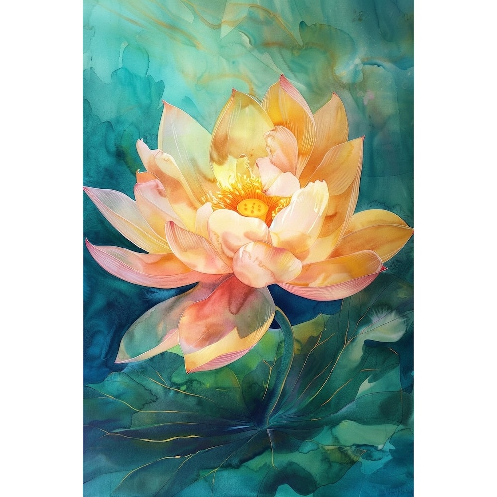 Peinture Fleur Orange, art mural décoration nature