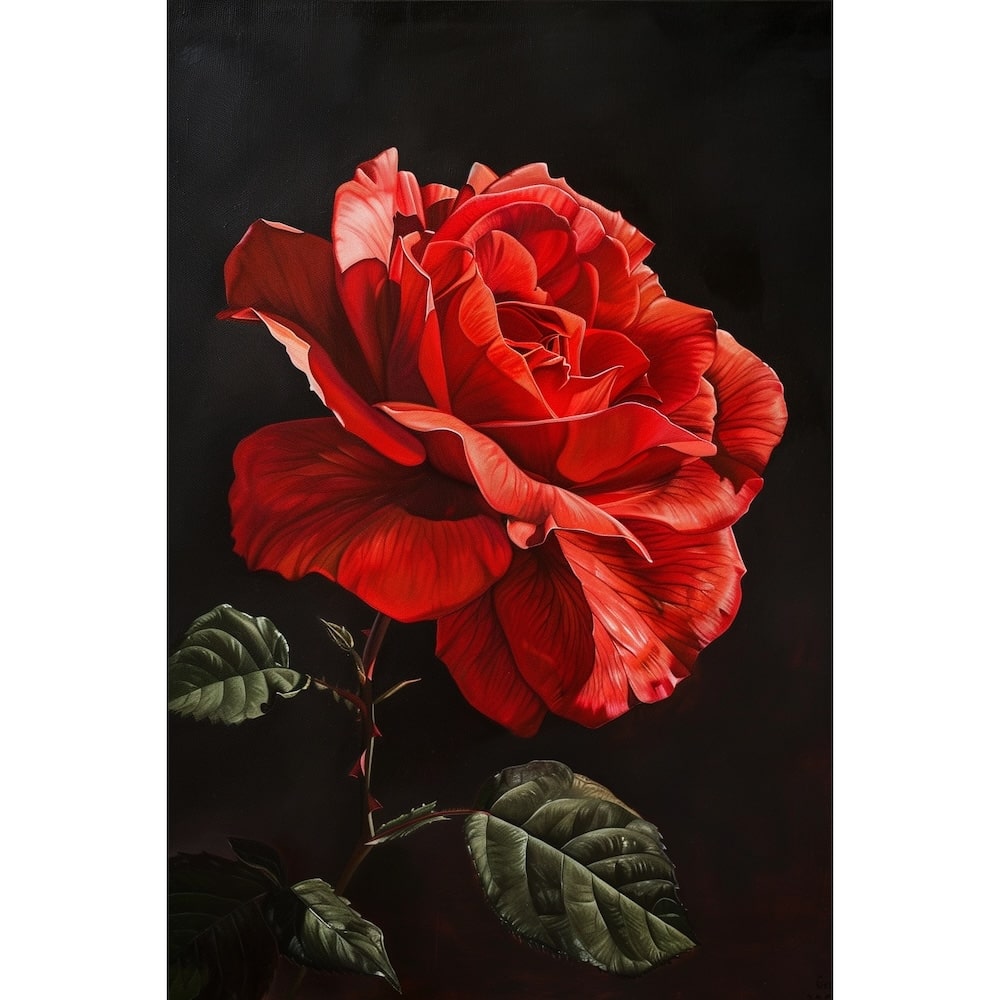 Peinture de Fleur Rose Rouge