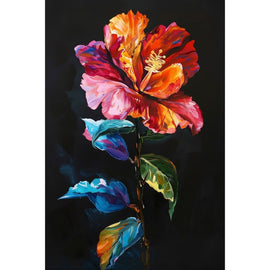 Peinture Fleur sur Fond Noir, art mural décoration nature