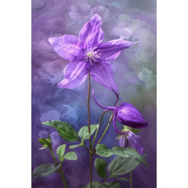 Peinture Fleur Violette, art mural décoration nature